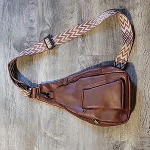 Brand New Vintage Style Sling Bag, Geometric Strap Crossbody Purse